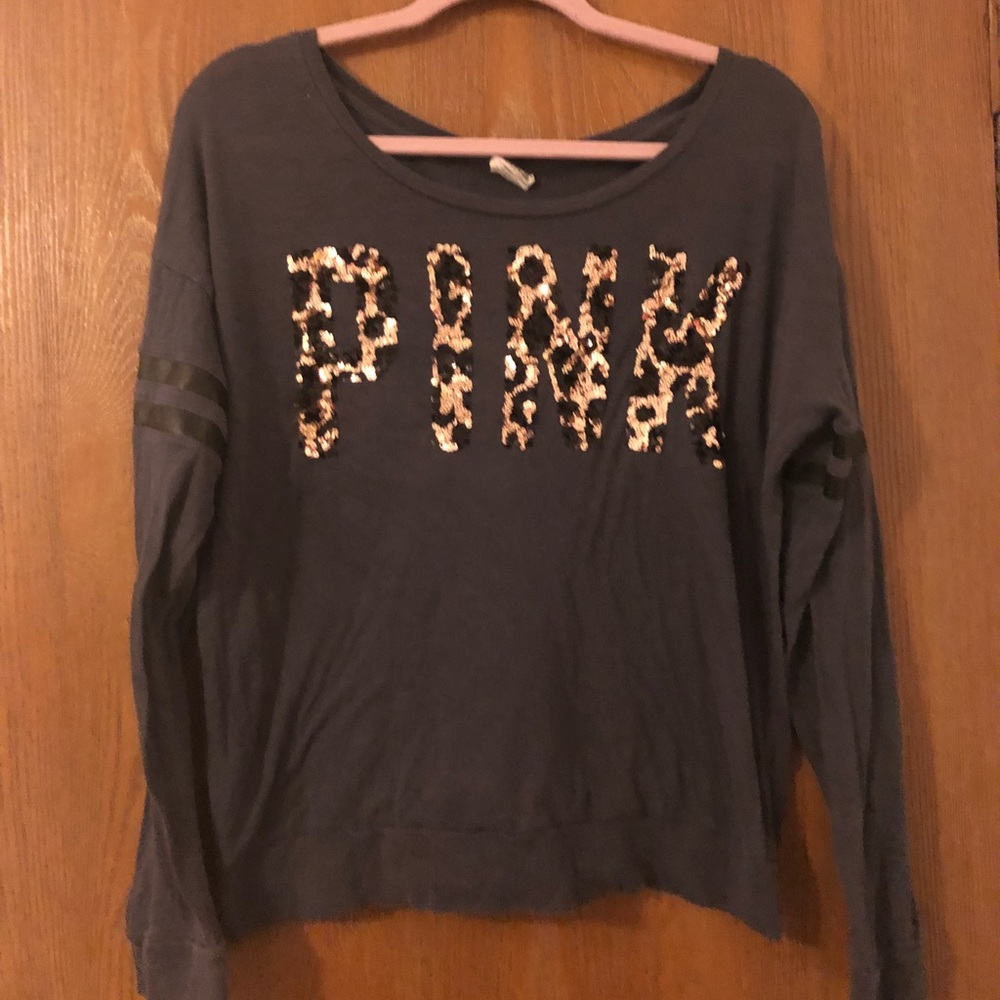 Victoria Secret Pink long sleeve w cheetah sequins